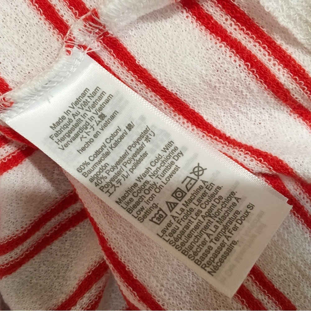 J.Crew white Orange Striped  towel terry open sweater top hoodie - Picture 5 of 7